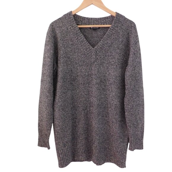 Athleta Sweater Womens Black Gray V Neck Wool Cashmere Tunic Preppy Size Medium - Picture 6 of 6